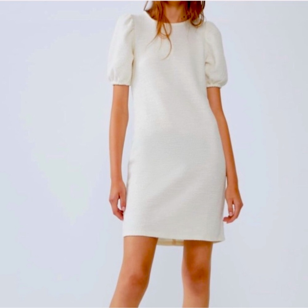 NWT Zara textured puff sleeve mini dress